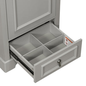 English Elm 20 Inch Bathroom Vanity with Ceramic Sink, Soft-Close Door, Adjustable Shelf, Smart Storage Organizing Design Grey N729P299505E