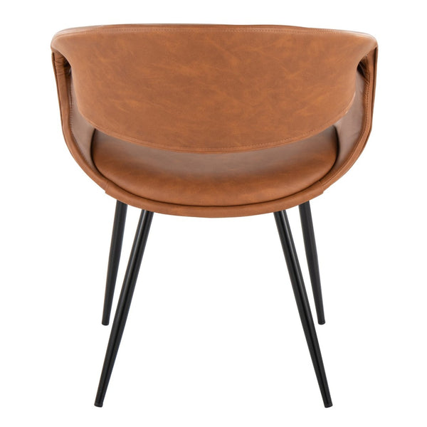 English Elm Upholstered Faux Leather Dining Chair Set with Black Metal Legs for Modern Interiors Camel B202S02101