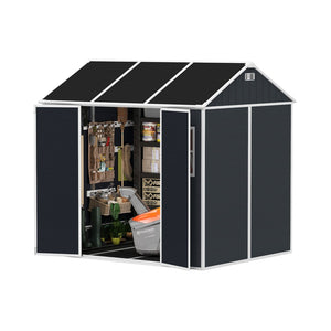 English Elm 8*7ft Outdoor Resin Storage Shed with Double Door Windows and Uv Resistant Floor W1598S00028