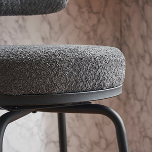 English Elm Modern Bouclé Swivel Bar Stools Set of 2 — Counter Height Fabric Seats with Metal Frame & Footrest, 360° Comfort Grey W1901P264273