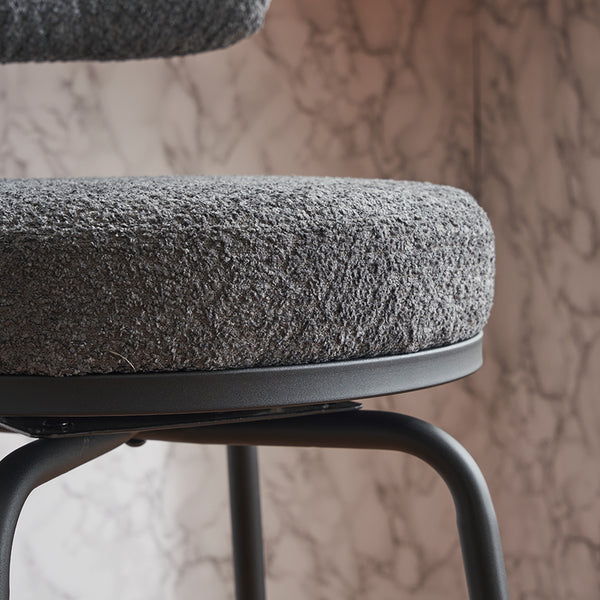 English Elm Modern Bouclé Swivel Bar Stools Set of 2 — Counter Height Fabric Seats with Metal Frame & Footrest, 360° Comfort Grey W1901P264273