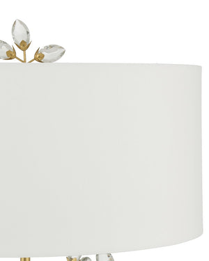 Currey & Company Forget-me-not Gold Floor Lamp - Elegant Two-light Design With Crystal Finial And Floral Accents Clear Crystal ,Metal 8000-0168-currey-company