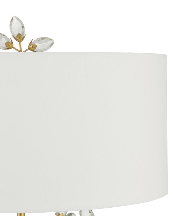 Currey & Company Forget-me-not Gold Floor Lamp - Elegant Two-light Design With Crystal Finial And Floral Accents Clear Crystal ,Metal 8000-0168-currey-company
