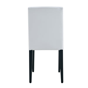 English Elm White Pu Leather Dining Chair with Ergonomic Back and Black Metal Base for Modern Interiors W1151S04615