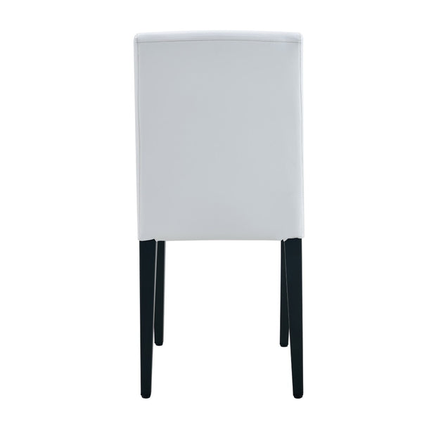English Elm White Pu Leather Dining Chair with Ergonomic Back and Black Metal Base for Modern Interiors W1151S04615