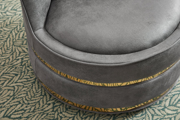 English Elm Swivel Velvet Barrel Chair with Stainless Steel Base, Padded 360° Rotating Accent Seat for Home Grey W2915P218185