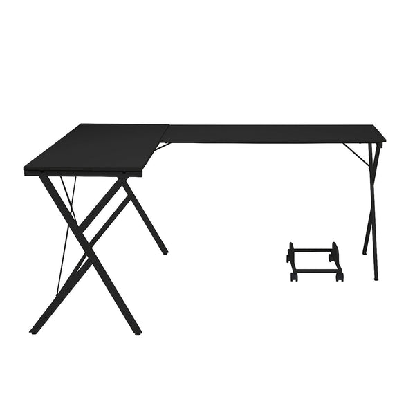 English Elm L-Shape Computer Desk Modern Corner Workstation with Metal Frame, Spacious Surface & Rolling PC Holder B016P312615