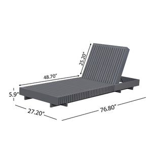 English Elm Modern Acacia Wood Outdoor Chaise Lounge Slatted Reclining Poolside Sun Chair Dark Grey N770P281696G_N770P208326G