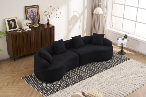 English Elm Compression Compression Sponge Sofa Curved Modular Sectional with 30D High-Density Chenille Sleeper for Cozy Apartment Living Room Comfort and Safe Rounded Design Black W2231S00041