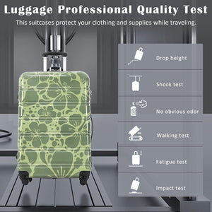 English Elm Hardshell Polycarbonate Luggage Set Three Piece Tsa Lock Spinner Travel Suitcases Green N732P306618F