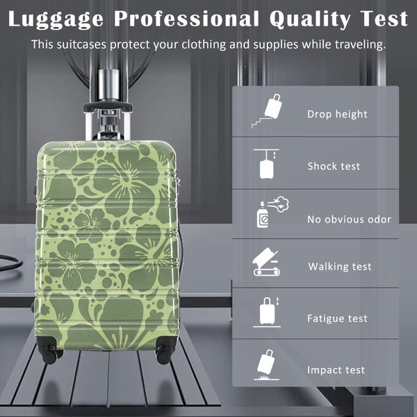 English Elm Hardshell Polycarbonate Luggage Set Three Piece Tsa Lock Spinner Travel Suitcases Green N732P306618F