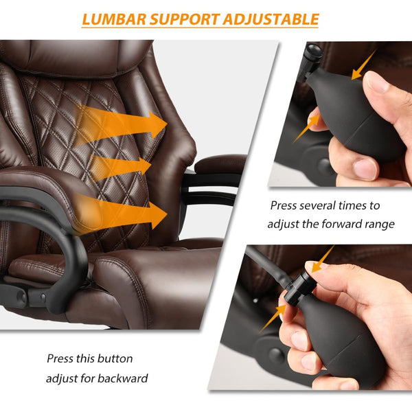 English Elm 500lbs Heavy Duty Executive Chair Wide Spring Seat Ergonomic High Back Home Office Brown W5201P418285