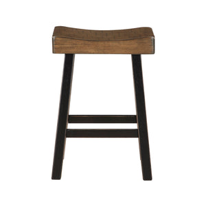 English Elm Transitional Counter Height Stools Set of 2 — 24" Rustic Accent Solid Rubberwood Seats for Islands Black,Brown 39.75 L x 20 W x 9.25 H B011P284437