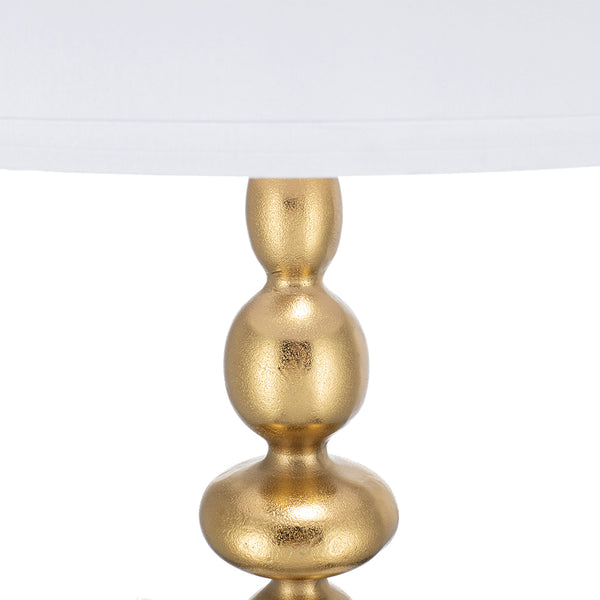 English Elm D15x29.5" Marble Pedestal Table Lamp with Four-Tiered Candlestick Silhouette and Drum Shade, Elegant Accent Gold+White W2078P395554