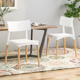 Christopher Knight Home® Margaretta Modern Dining Chair with Beech Wood Legs. White and Natural Finish - Set of 2