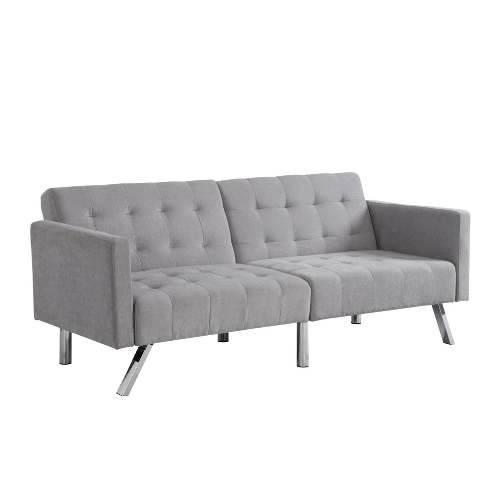 English Elm Sofa Convertible Linen Sofa Bed with Split-Back Recline, 3 Positions, Breathable Comfort for Small Spaces LIGHT GREY 41.3 L x 34.7 W x 8.2 H W2297S00006