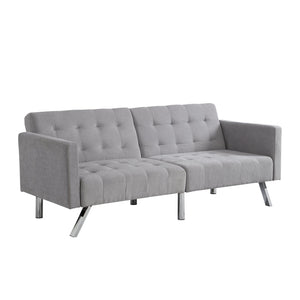 English Elm Sofa Convertible Linen Sofa Bed with Split-Back Recline, 3 Positions, Breathable Comfort for Small Spaces LIGHT GREY 41.3 L x 34.7 W x 8.2 H W2297S00006
