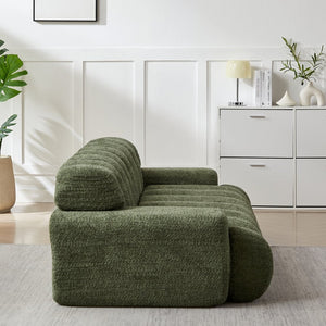 English Elm [video]87.4-inch Cloud Series Chenille Three-seater Sofa with Tufted Square Arms for Living Rooms Green W3505P383949
