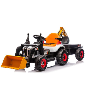 English Elm 24v Kids Electric Ride on Construction Tractor Swivel Seat Remote Control Toy W1578P294833