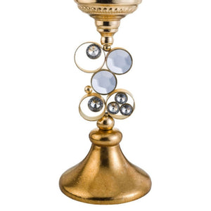 English Elm 18" Polyresin Jewel Encrusted Candleholder Bejeweled Formal Mantle Centerpiece Decor Gold B072116548