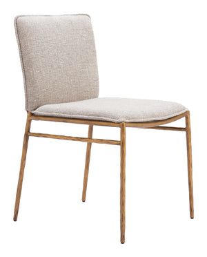 Nordvest Dining Chair Beige & Gold 110275 Zuo Modern