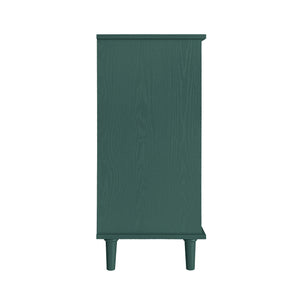 English Elm 2 Door 2 Drawer Cabinet with Solid Wood Feet, Smooth Slide Rails, Anti-Tip Lock, Easy Clean Surface Dark Green W688P179038