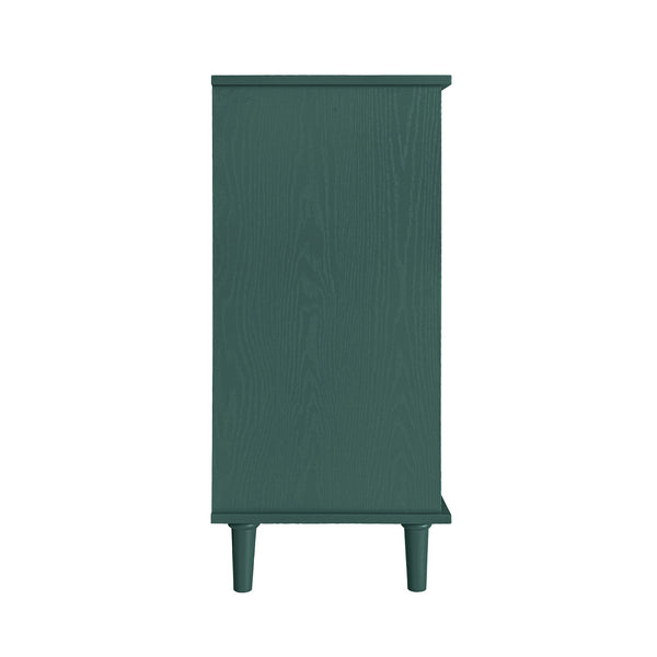English Elm 2 Door 2 Drawer Cabinet with Solid Wood Feet, Smooth Slide Rails, Anti-Tip Lock, Easy Clean Surface Dark Green W688P179038