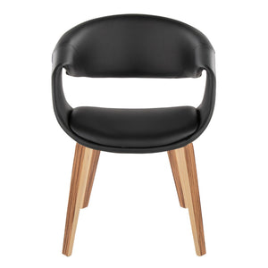 English Elm Upholstered Faux Leather Dining Chair Set Mid Century Bent Wood Legs Pair B202S02092