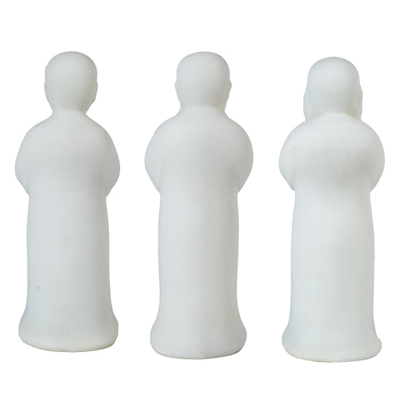 English Elm S/3 Serene White Standing Monks Set – See/Hear/Speak No Evil Tabletop Figurines for Zen Decor W2078P360879