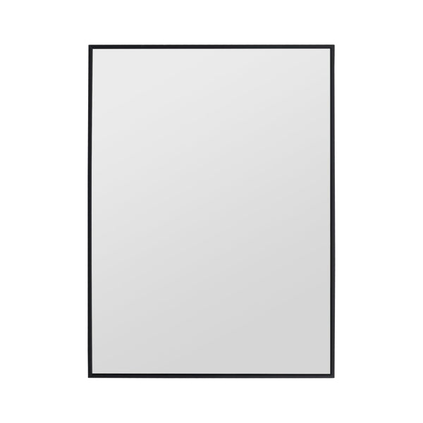 English Elm 30'' Wall Mounted Vanity Mirror Cabinet Black Aluminum Frame Open Shelf Bathroom W999S00537