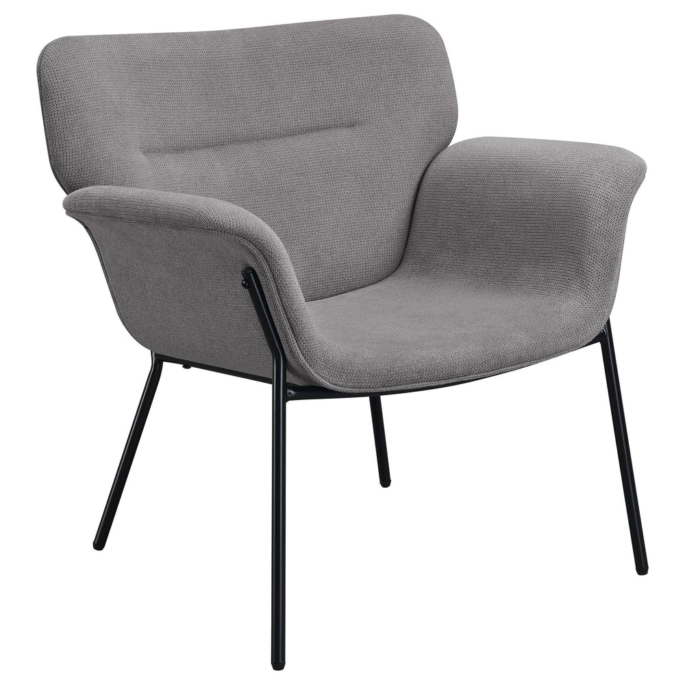 English Elm Davina Ash Grey Upholstered Chair with Flared Arms, Plush Seat & Metal Legs for Modern Minimalist Homes B062P344977