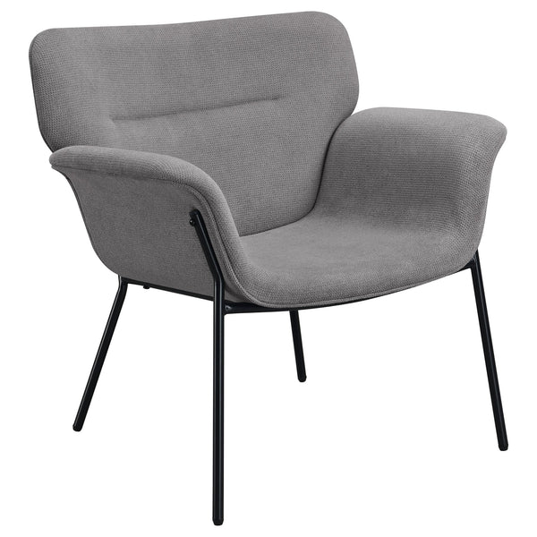 English Elm Davina Ash Grey Upholstered Chair with Flared Arms, Plush Seat & Metal Legs for Modern Minimalist Homes B062P344977