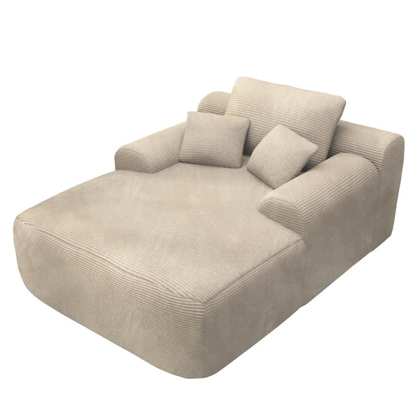 English Elm 47inch Corduroy Convertible Chaise Lounge Sleeper Chair with Pillows for Living Room W3975P455213