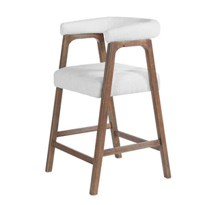 English Elm 24'' Upholstered Counter Stools with Arms Beige Set of 2 for Kitchen Island Walnut N780P354192D