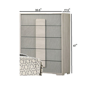 English Elm Contemporary Chic Chest with Gold Accents, Acrylic Trim, Metal Bracket Legs and Dust‑Proof Drawers Stone Gray,White Washed 21 L x 39 W x 52 H B2741P372238