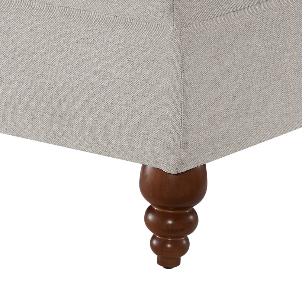 English Elm Candor Sea Oat Ottoman with Walnut Turned Legs, Beige-Grey Polyester, Coil Spring Comfort, 28.75x20.75x15.25 B050P366070