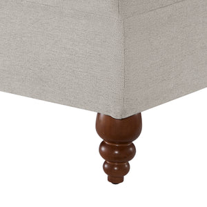 English Elm Candor Sea Oat Ottoman with Walnut Turned Legs, Beige-Grey Polyester, Coil Spring Comfort, 28.75x20.75x15.25 B050P366070