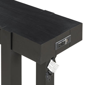 English Elm Trexm Ash Veneer Entryway Console Table Built in Power Outlet Drawer Rubberwood Black N715P361518B