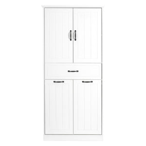 English Elm Christopher Knight Home® - Bathroom Storage Cabinet with Doors Drawer & Dual Laundry Baskets, MDF Build, Adjustable Shelf, Anti-Tip Device White N759P243350K