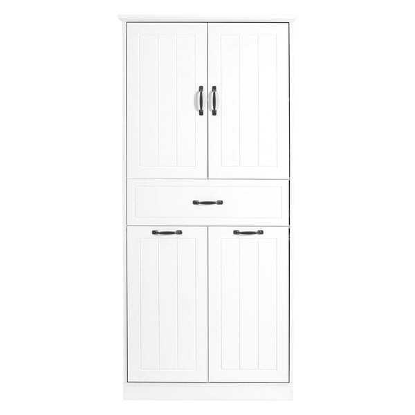 English Elm Christopher Knight Home® - Bathroom Storage Cabinet with Doors Drawer & Dual Laundry Baskets, MDF Build, Adjustable Shelf, Anti-Tip Device White N759P243350K