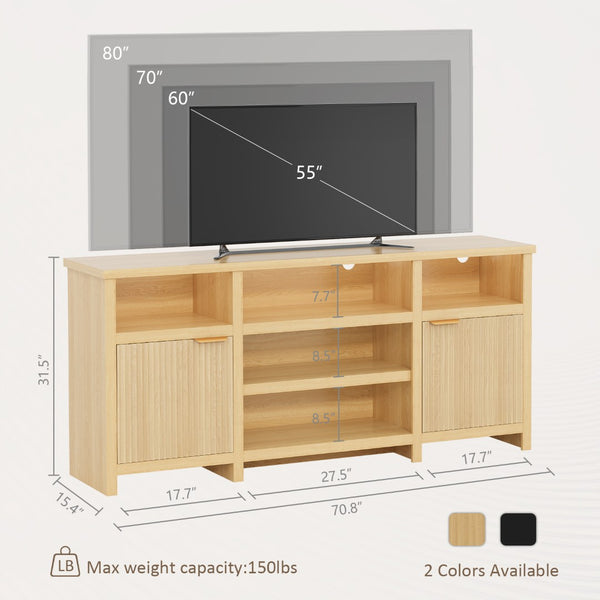 English Elm Highboy Media Console with Led Lighting Fluted Panels and Storage for Living Room T3773P416497