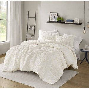 Intelligent Design Larissa Modern/Contemporary Animal Chenille Duvet Cover Set ID12-2422 Off-White