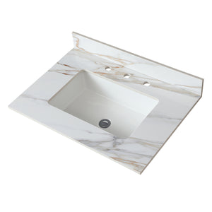 English Elm 31 Inch Carrara Marble Vanity Top With Undermount Sink & 4" Backsplash - Elegant, Durable, Eco-Friendly! W2699P192440