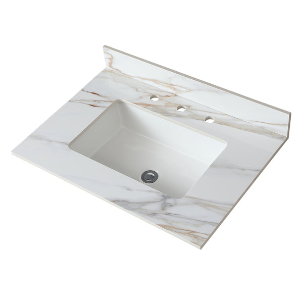 English Elm 31 Inch Carrara Marble Vanity Top With Undermount Sink & 4" Backsplash - Elegant, Durable, Eco-Friendly! W2699P192440