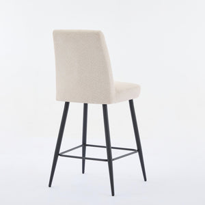English Elm Adjustable Beige Velvet Bar Chairs Set Of 2 - Elegant Comfort, Modern Design, Adjustable Iron Feet W3615P340660