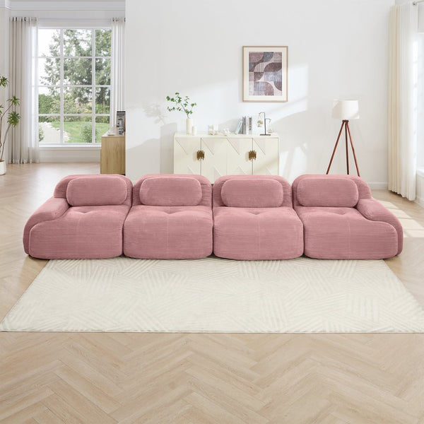 English Elm 4-seat Modular Corduroy Sectional with High-resilience Foam Pet Friendly Bedroom Sofa W714S01410