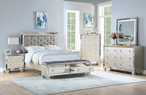 English Elm Traditional Elegant 6-Drawer Dresser with Antique Finish and Decorative Pulls for Spacious Bedroom Storage Silver 41 L x 21 W x 56 H B011P395091