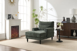 English Elm Modern Chaise Lounge with Plush High-Resilience Cushion and Solid Wood Frame for Durable Comfort Green W2120P296388