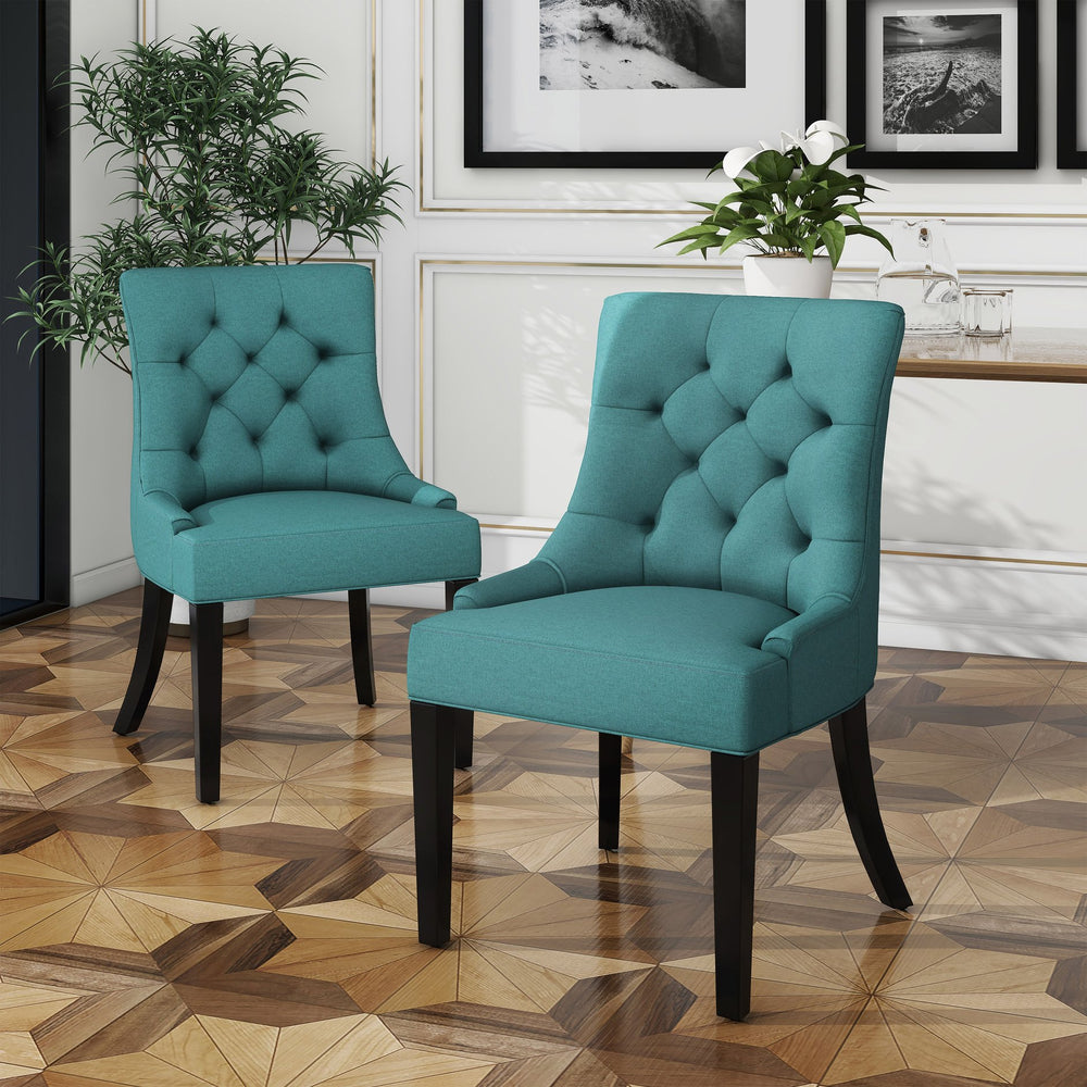 English Elm Christopher Knight Home® - CHENEY Tufted Dining Chairs Set of 2 - Contemporary Upholstered Seats, Sloped Arms, Espresso Legs 54181.00FDTE