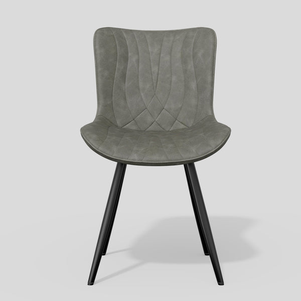 English Elm Dining Chair Set Of 2 - Modern Gray Pu Leather Armless Chairs With Sturdy Metal Legs For Comfort T3950P396567